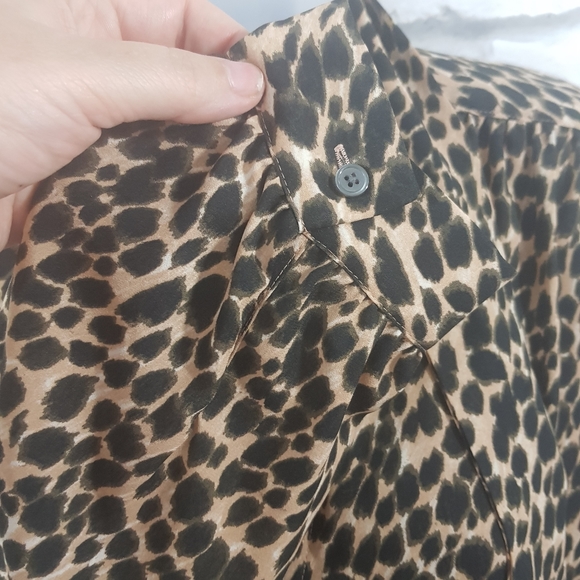 J.Crew Factory Animal Print Neck Tie Business Career Blouse - Picture 5 of 10